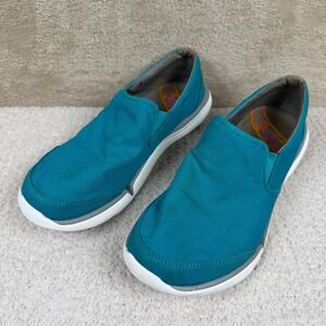 Teva Wander Chambray Slip-On Canvas Sneaker Shoe Lightweight Teal Blue 8